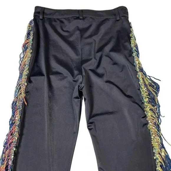 K Too L High Waist Black Fringed Sequin Sexy Party Pants Punchy Western Cochella - Picture 10 of 14